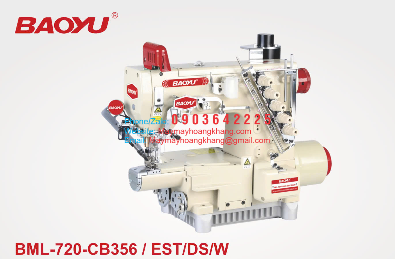 BAOYU BML-720-CB356/EST/DS/W Máy viền đầu nhỏ điện tử may bo tay Baoyu, chu vi đầu máy 33mm