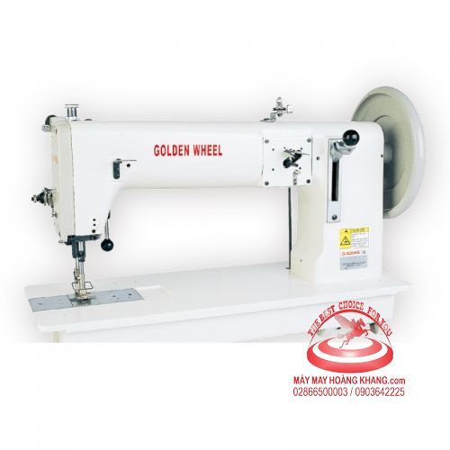 Máy 1 kim đế bằng chân vịt bước đồng bộ may hàng siêu dày Golden Wheel CS-243