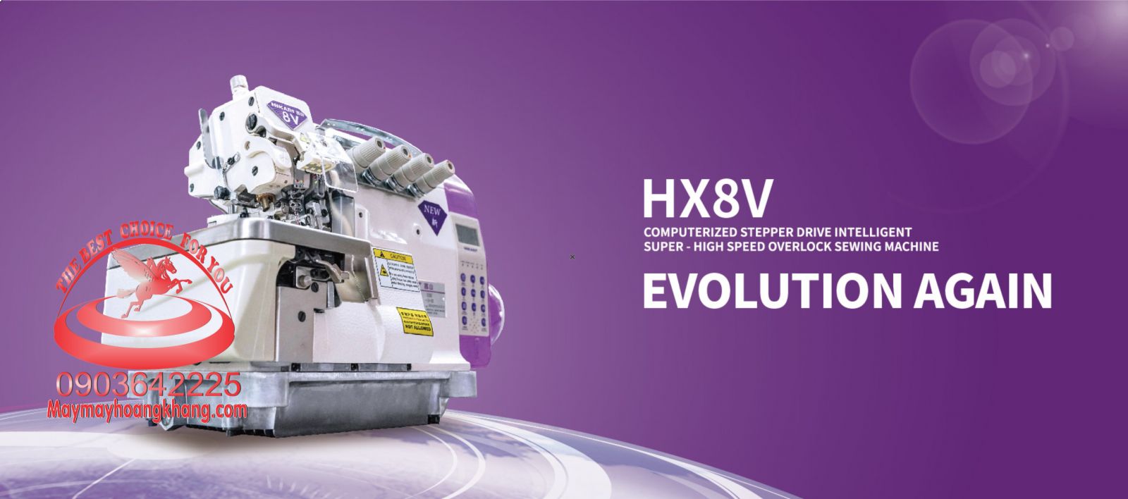 HIKARI HX-8V-14-03 Máy vắt sổ 4 chỉ điện tử siêu tốc độ, cắt chỉ điện, nâng chân vịt motor bước (mẫu mới 2022)