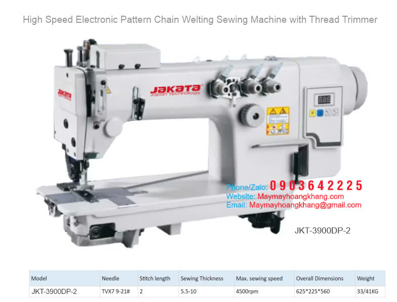 JAKATA JKT-3900DP-2 Máy may 1 kim/ 2 kim/ 3 kim móc xích cắt chỉ
