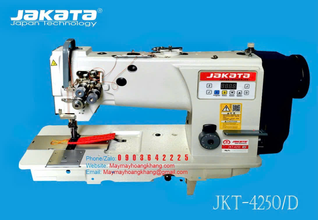Máy 2 kim chân vịt bước motor liền trục JAKATA JKT-4250/D chuyên may da, vật liệu dày