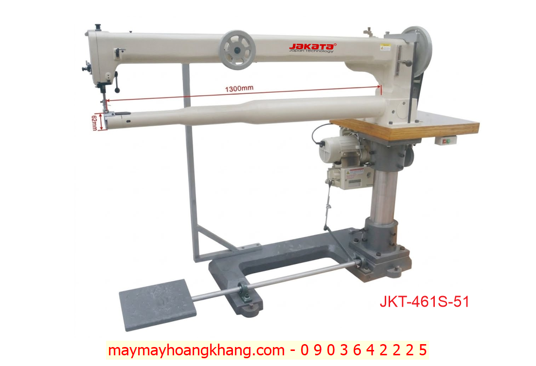 Máy may trụ ngang 1 kim cánh tay siêu dài cào bơi chân vịt bước chuyên dụng JAKATA JKT-461S-51 (51" ~ 1300mm)