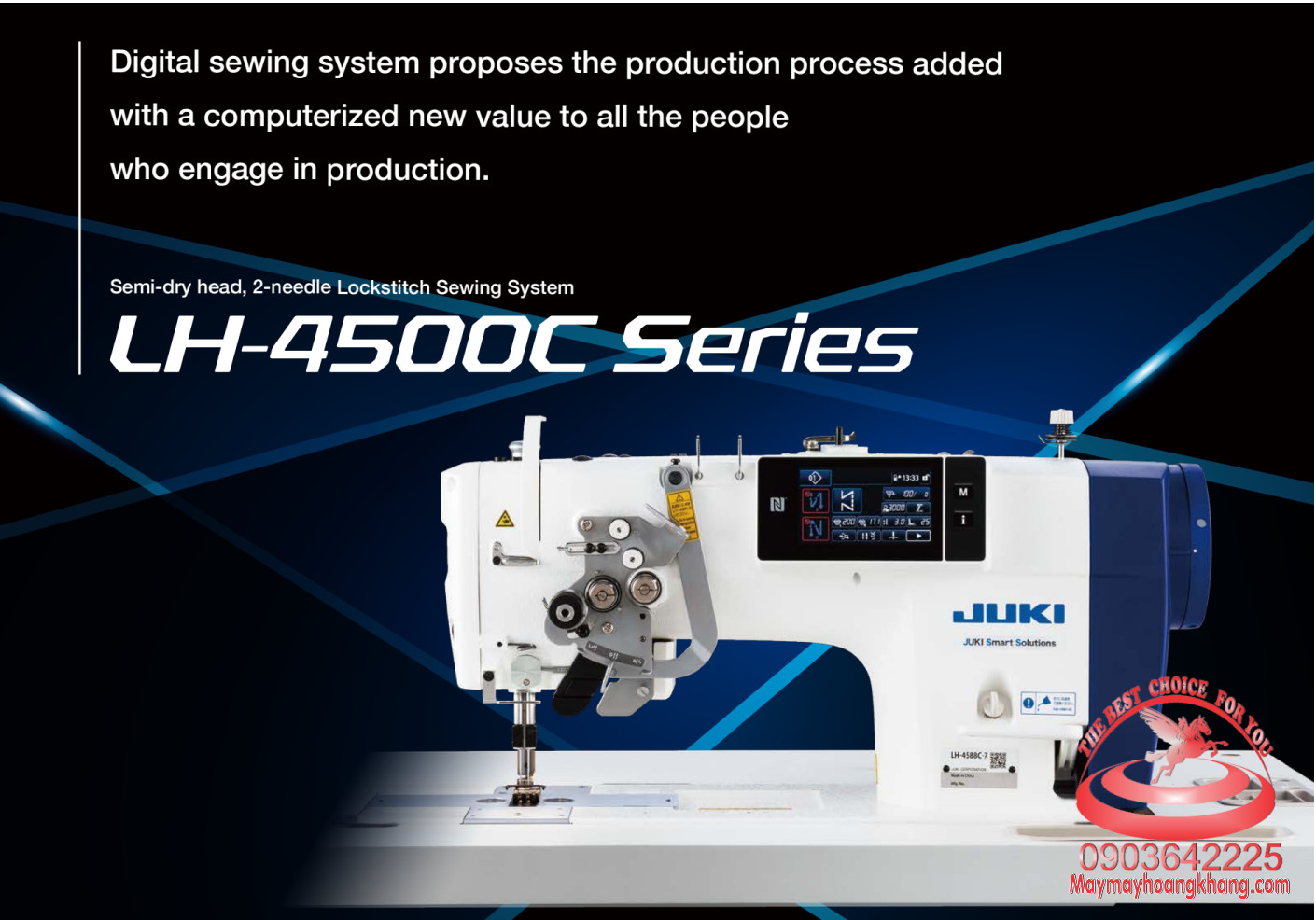 JUKI LH-4588CFG-7  Máy may 2 kim điện tử kỹ thuật số ổ lớn chuyên Jean