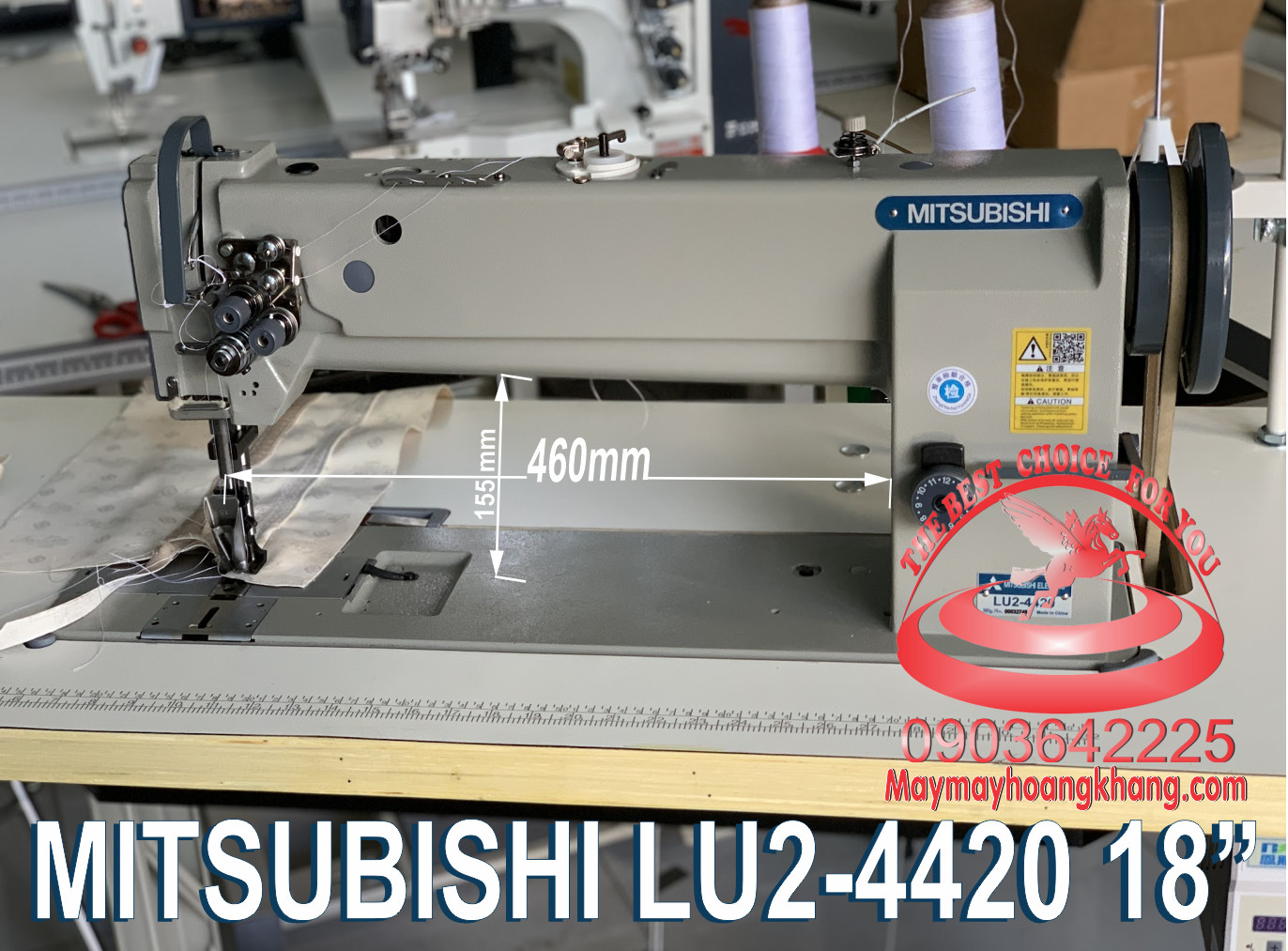 MITSUBISHI LU2-4420 Máy 2 kim bước thân dài chuyên may da sofa