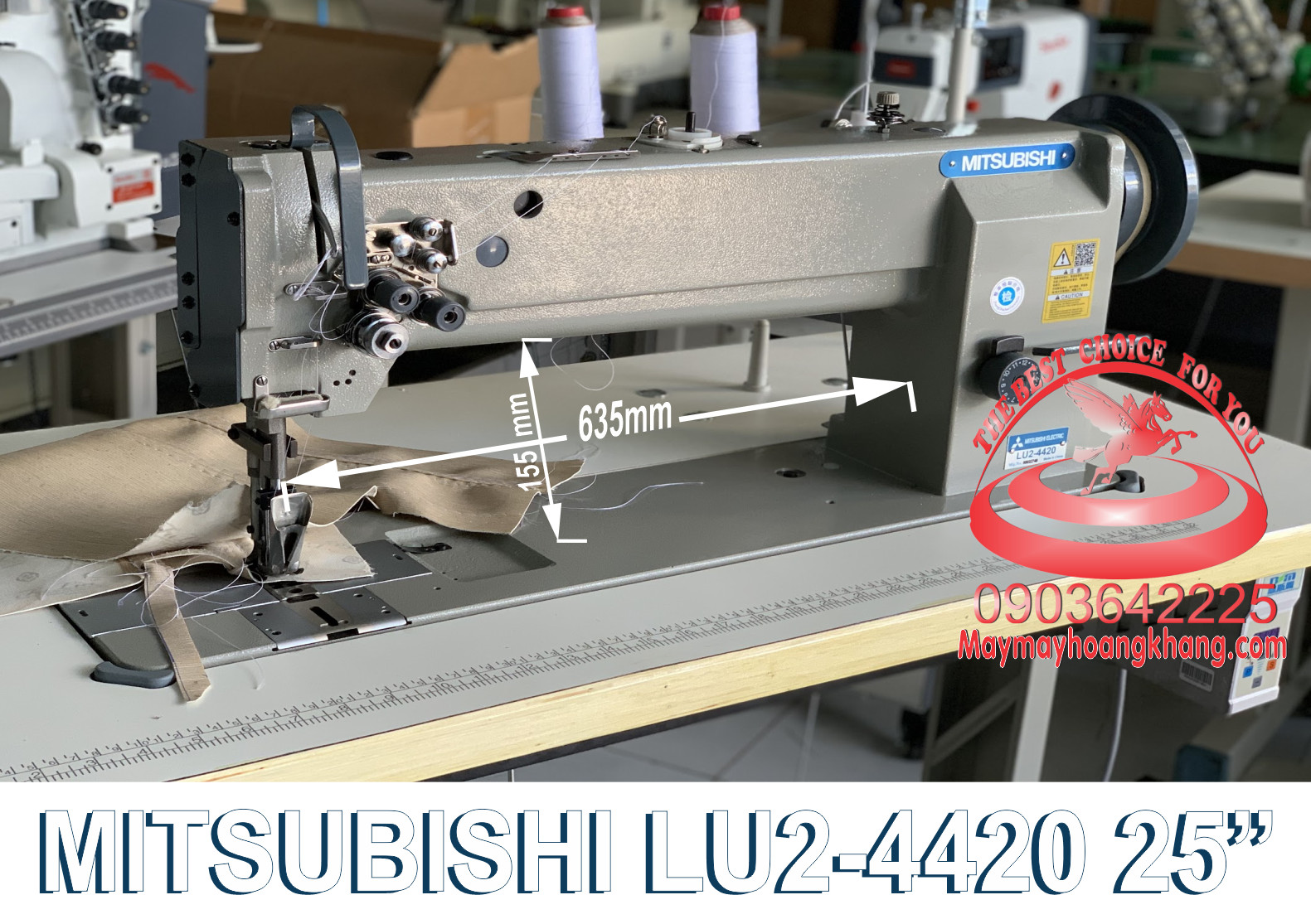 MITSUBISHI LU2-4420 / 25" (~ 630mm) Máy 2 kim bước thân dài chuyên may da sofa