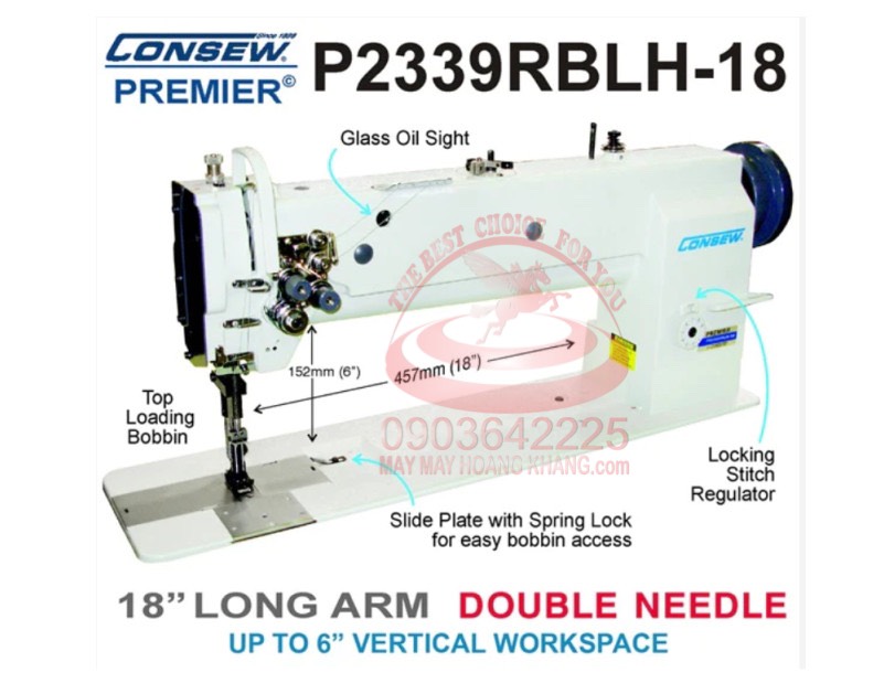 CONSEW P2339RBL-18 Double Needle Walking Foot Sewing Machine