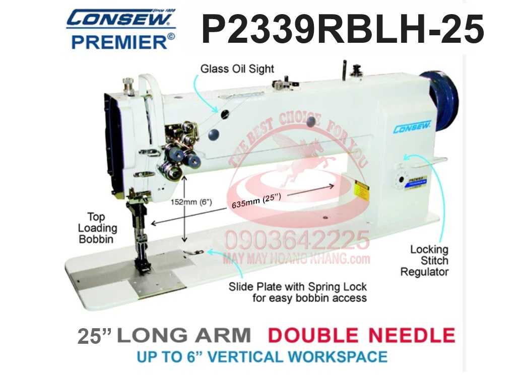CONSEW P2339RBLH-25 Double Needle Walking Foot Sewing Machine