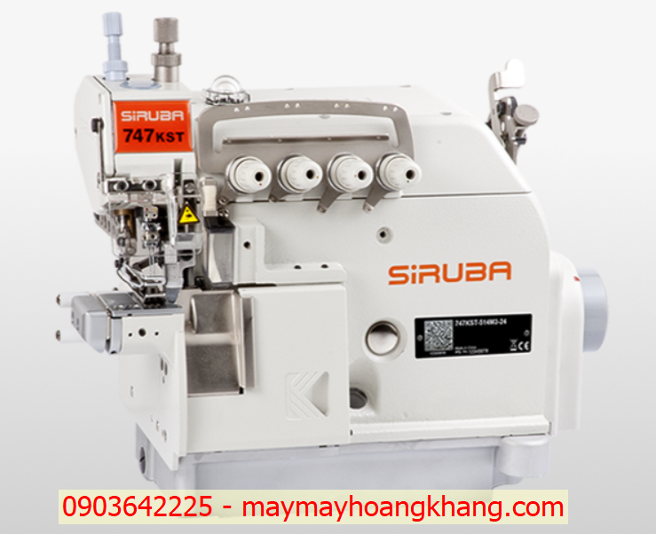 Máy vắt sổ 2 kim 4 chỉ đầu nhỏ chân vịt cào trên Siruba 747KST