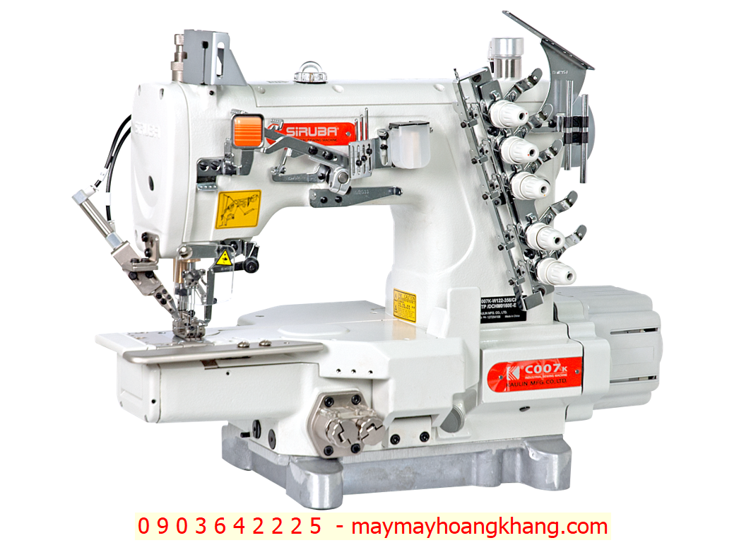 Máy viền đầu túm điện tử cắt chỉ bằng hơi Siruba C007KD-W122-356/CH/UTP