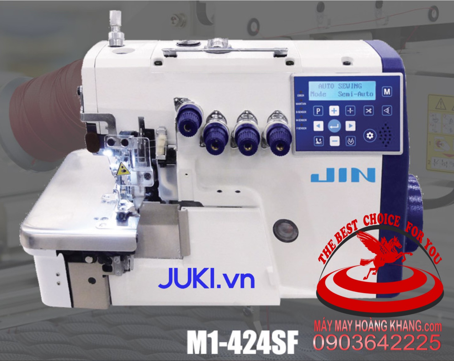 JIN M1-424SF Máy vắt sổ 2 kim 4 chỉ điện tử JUKI JIN M1-342SF  Auto Thread Trimmer, Direct-drive, High-speed, Overlock Machine (2 Needle 4 Thread)